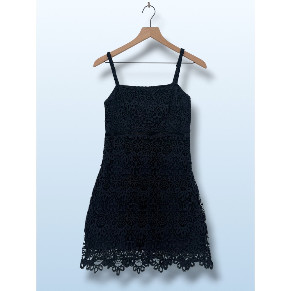 Hollister Crochet Lace Floral Overlay Mini Dress Black XS